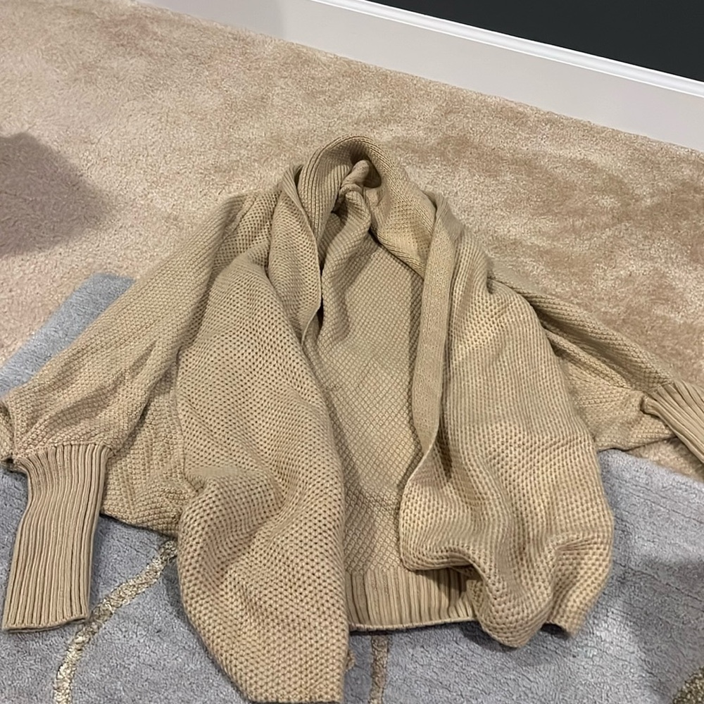 Open front cardigan with balloon sleeves